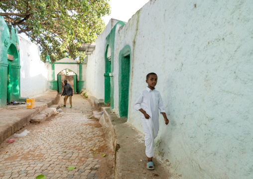 Muslim boy in Aw Abadir Awaach shrine, Harari Region, Harar, Ethiopia