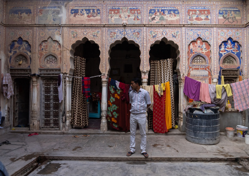 Indian man living in an old historic haveli, Rajasthan, Fatehpur, India
