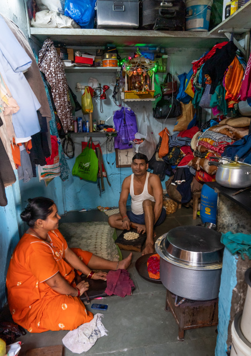 Laundry Workers in their small house in Dhobi Ghat, Maharashtra state, Mumbai, India