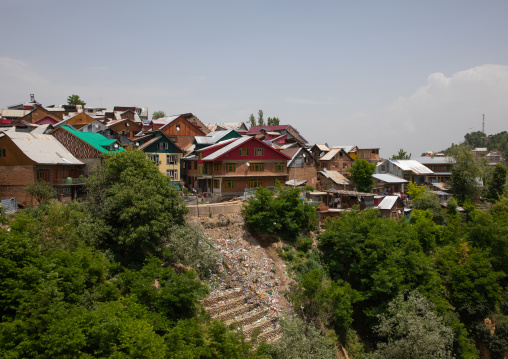 Garbages in front of kashmiri heritage buildings, Jammu and Kashmir, Charar- E- Shrief, India