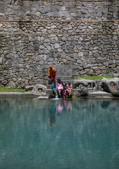 Indian tourists in Naranag Temple basin, Jammu and Kashmir, Kangan, India