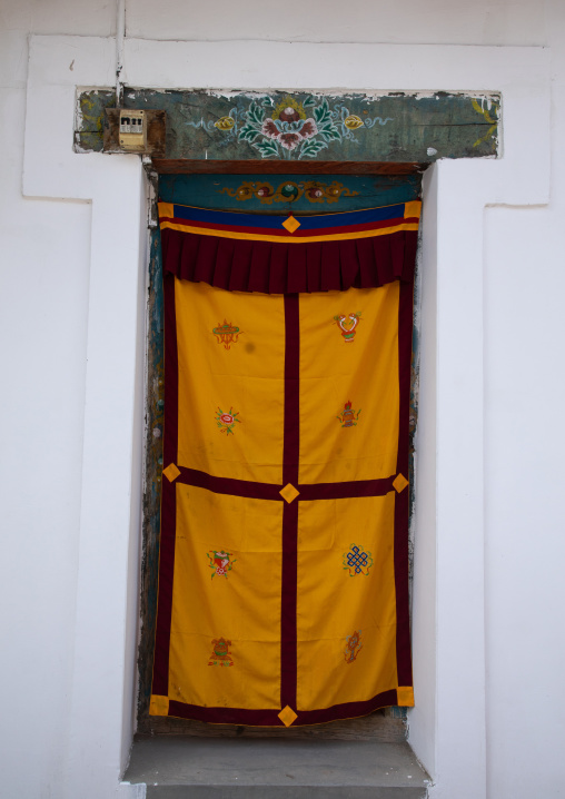Hemis monastery curtain on a door, Ladakh, Hemis, India