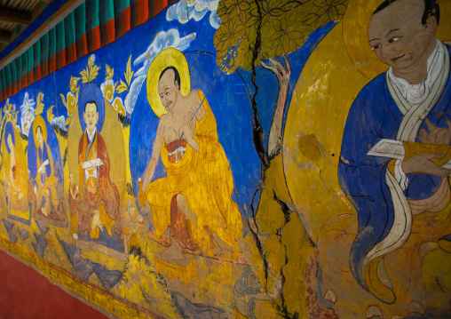 Buddhist painting in Thiksey monastery, Ladakh, Thiksey, India