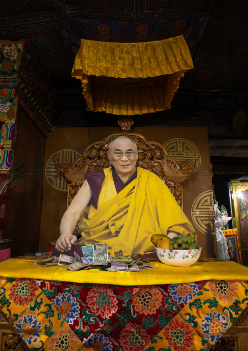 Dalai Lama picture in Thiksey monastery, Ladakh, Thiksey, India
