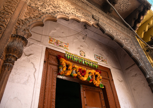 Decorated wooden door in old Delhi, Delhi, New Delhi, India