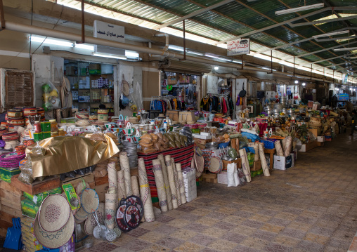 Shops in a covered market alley, Najran Province, Najran, Saudi Arabia