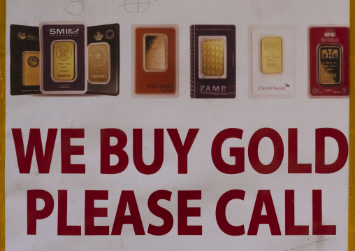 Billboard to buy gold in a shop, Beirut Governorate, Beirut, Lebanon