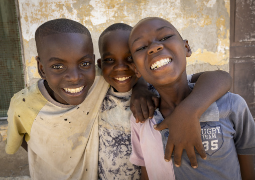 Portrait of three boys, Nampula Province, Island of Mozambique, Mozambique