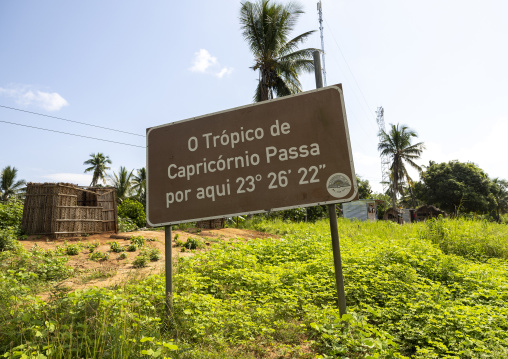 Tropic of Capricorn sign along the road, Inhambane Province, Massinga, Mozambique