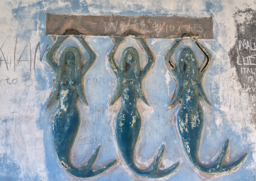 Abandoned Grand Hotel logo, Bazaruto archipelago, Santa Carolina island, Mozambique