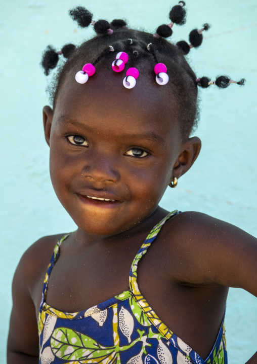Portrait of a girl with braids, Nampula Province, Island of Mozambique, Mozambique