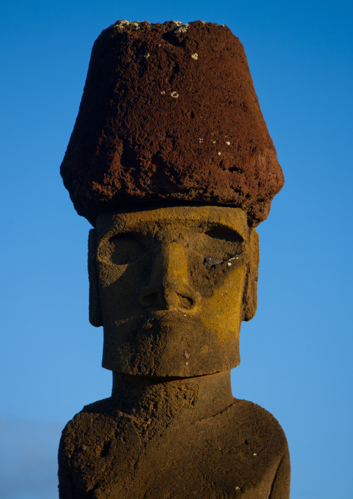 Moai in ahu nau nau at anakena beach, Easter Island, Hanga Roa, Chile