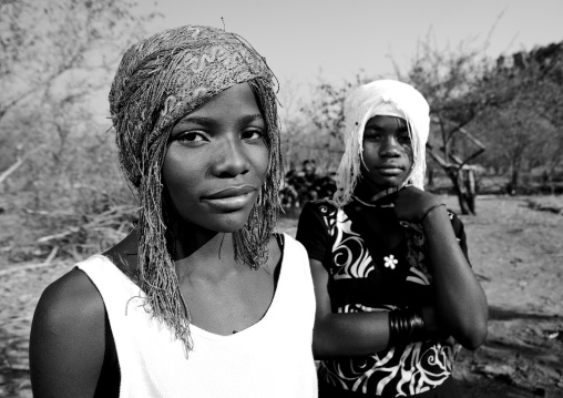 Mudimba Girls With Beaded Wigs Called Caroline And Ann, Village Of Combelo, Angola