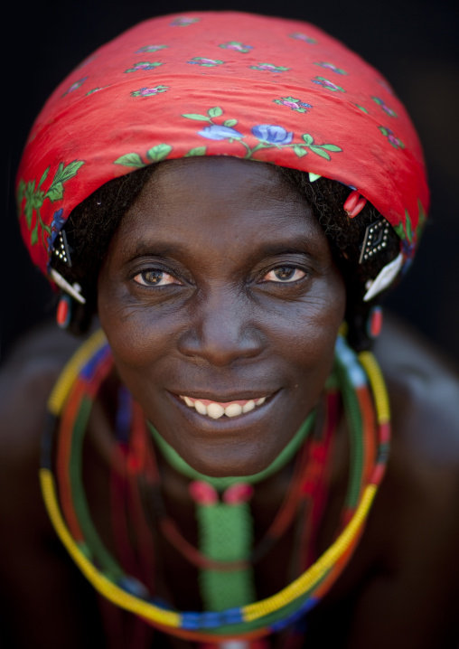 Mudimba Woman With Traditional Headand And Necklaces, Village Of Combelo, Angola