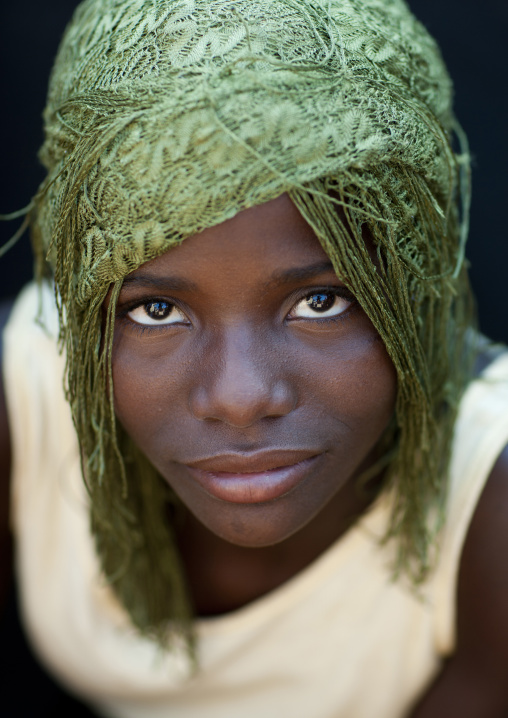Misses Caroline, A Mudimba Girl Wearing A Beaded Wig, Village Of Combelo, Angola