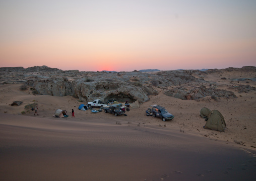 Tourists On Camp In The Namib Desert For The Night, Iona National Park, Angola