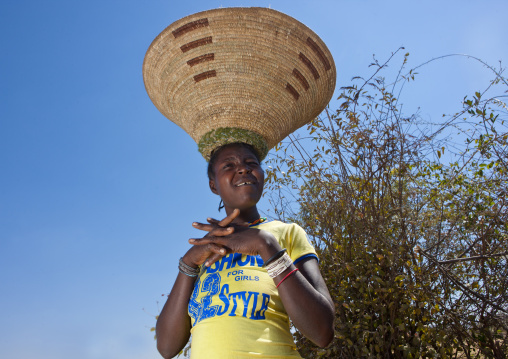 Mumuhuila Woman Wearing A Western Tee Shirt, Hale Village, Angola