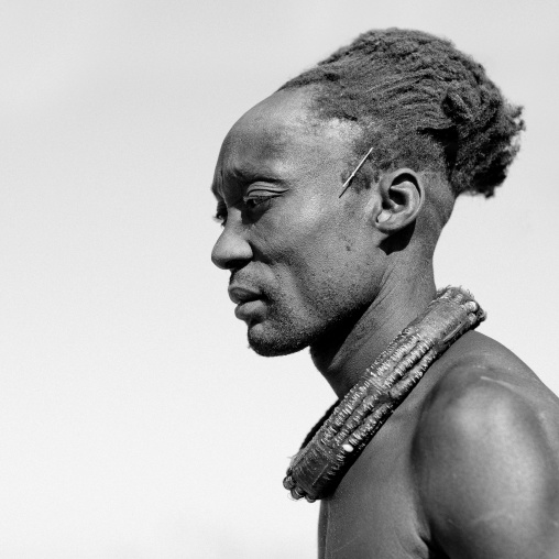 Himba Man With Traditional Hairstyle And Copper Necklace, Angola