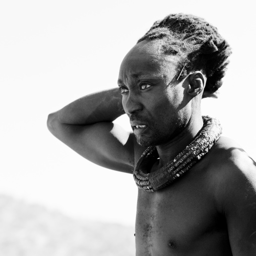 Himba Man With Traditional Hairstyle And Copper Necklace, Angola