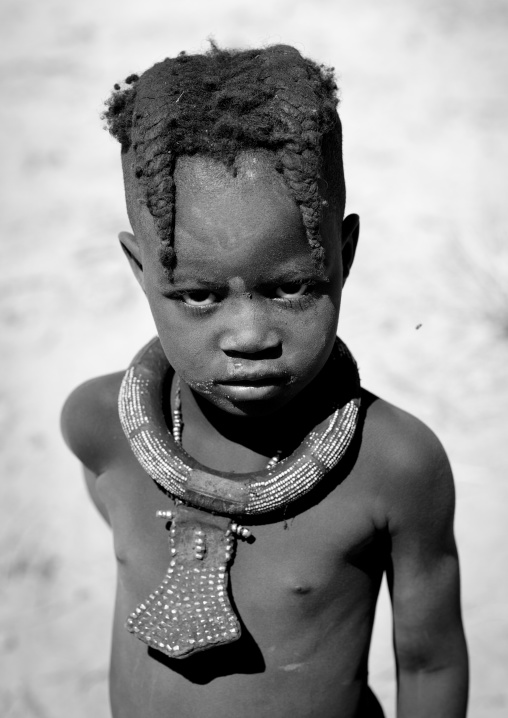Muhimba Girl With Traditional Necklace, Village Of Elola, Angola