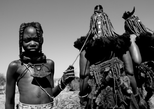 Muhimba Girl Holding A Woman S Plait, Village Of Elola, Angola