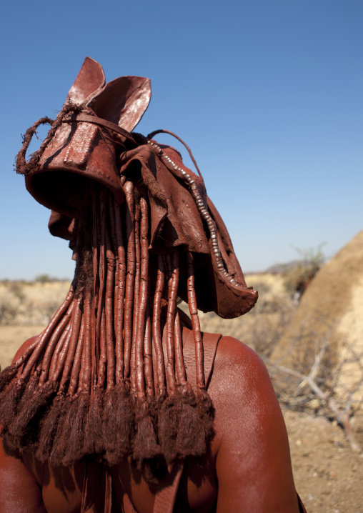 Muhimba Woman Wearing An Erembe Headdress, Village Of Elola, Angola