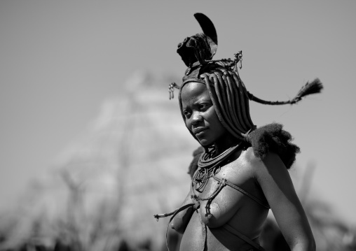 Muhimba Wearing An Erembe Headdress, Village Of Elola, Angola