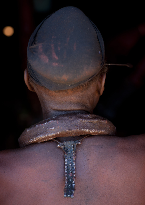 Muhimba Man Wearing A Fala Necklace, Village Of Elola, Angola