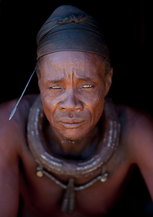 Muhimba Man Wearing A Fala Necklace, Village Of Elola, Angola