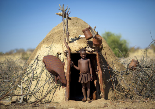 Muhimba Girl At The Entrance Of Her Hut, Village Of Elola, Angola