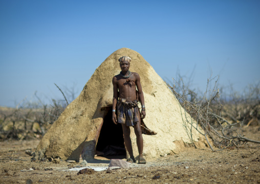 Muhimba Man In Front Of His Hut, Village Of Elola, Angola