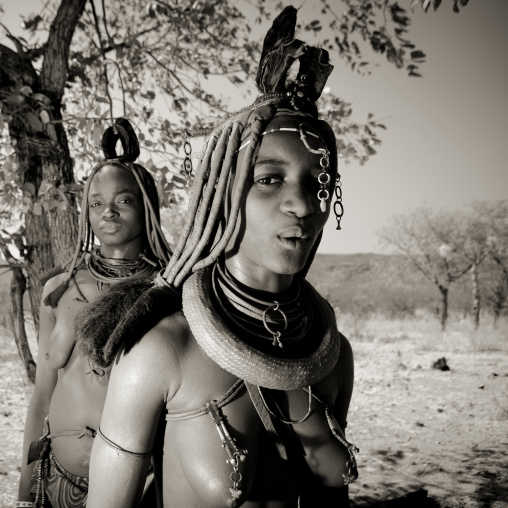 Himba Woman Called Mucaniama Wearing A  Plastic Jewel, Village Of Hoba Haru, Angola