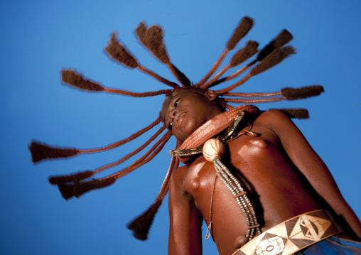Himba Girl Called Manginete Dancing, Village Of Hoba Haru, Angola