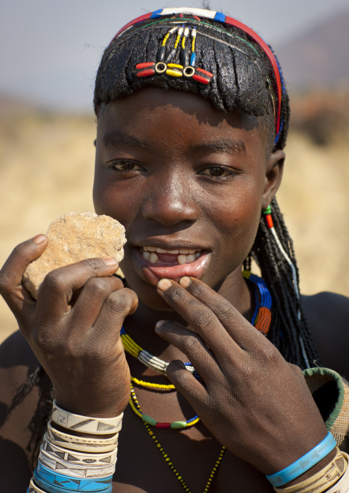 Mucawana Girl Called Fernanda Showing How Her Lower Teeth Were Knocked Out With A Stone, Village Of Soba, Angola
