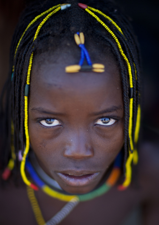 Mucawana Girl With Beaded Plaits, Village Of Soba, Angola