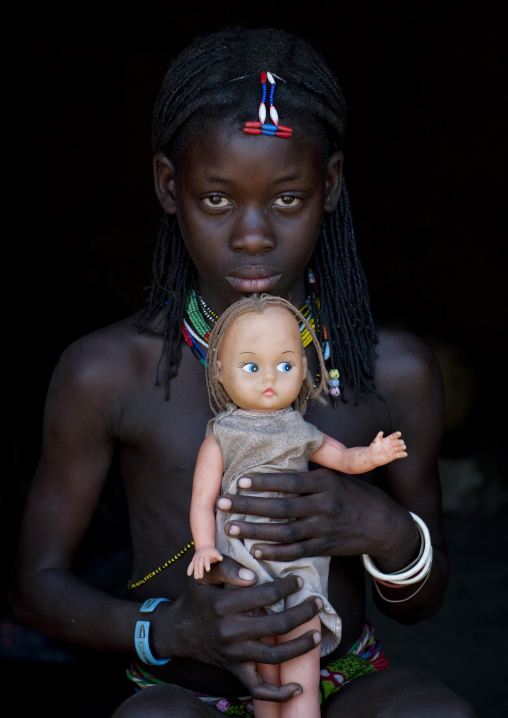 Misses Chioveni, A Mucawana Girl Showing Her Western Doll, Village Of Soba, Angola