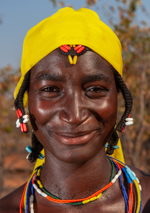 Portrait of a smiling Mudimba  tribe woman, Cunene Province, Cahama, Angola