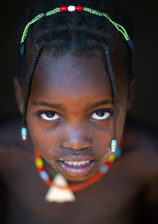 Portrait of a Muhacaona tribe girl, Cunene Province, Oncocua, Angola
