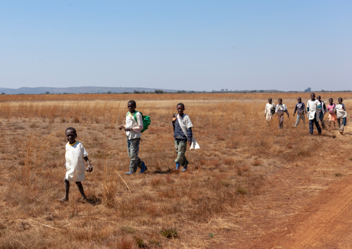 Children in school uniforms in the countryside, Huila Province, Lubango, Angola