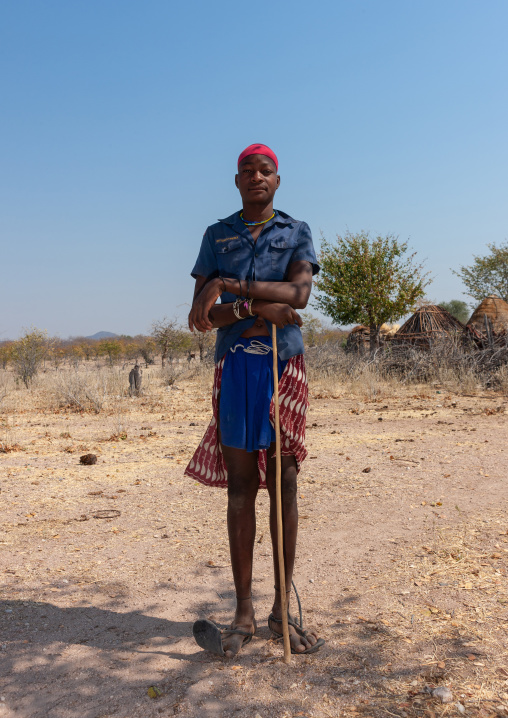Portrait of a Himba tribe man, Cunene Province, Oncocua, Angola