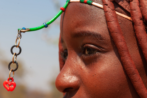 Himba tribe woman face, Cunene Province, Oncocua, Angola
