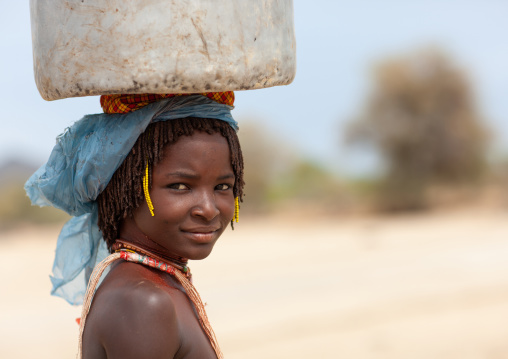 Portrait of a Mucubal tribe girl, Namibe Province, Virei, Angola