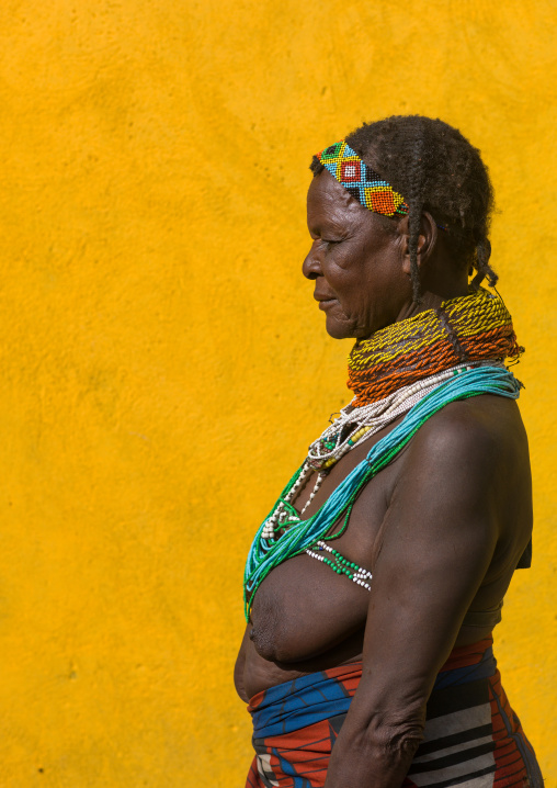 Side view of a Mumuhuila tribe woman, Huila Province, Chibia, Angola