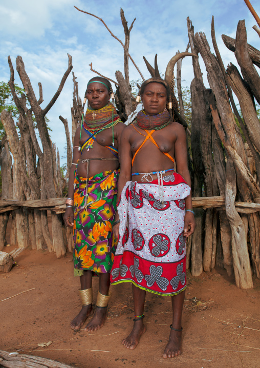 Mumuhuila tribe women in their village, Huila Province, Chibia, Angola