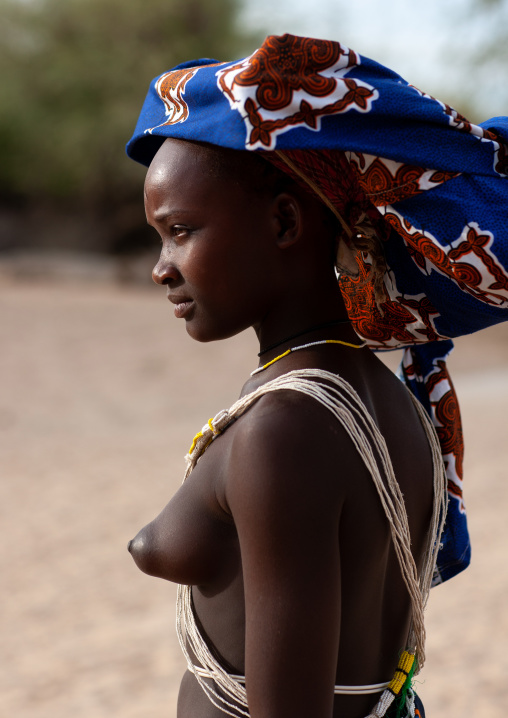 Portrait of a Mucubal tribe young woman, Namibe Province, Virei, Angola
