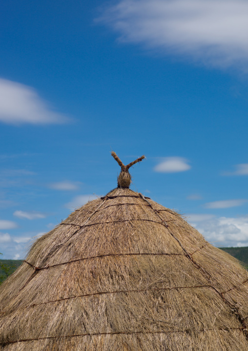 Top of a mwila tribe hut, Huila Province, Chibia, Angola