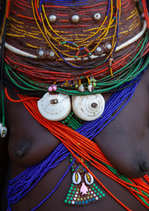 Mumuhuila tribe woman necklaces, Huila Province, Chibia, Angola