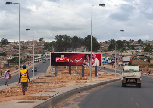 N'gola advertissement billboard in the city, Huila Province, Lubango, Angola