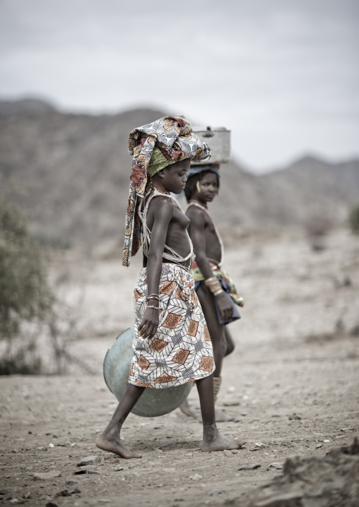Mucubal Girls Going To Get Water, Virie Area, Angola
