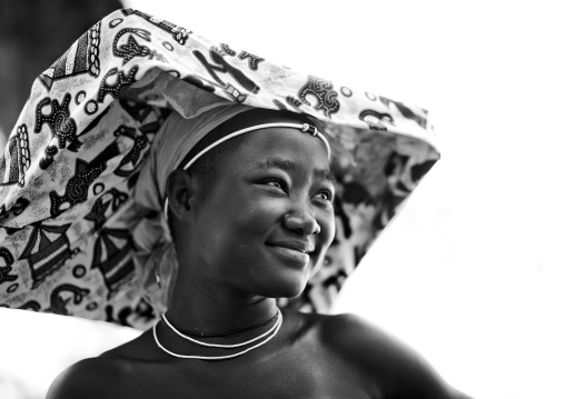 Smiling Mukubal Girl With Ompota Headdress, Virie Area, Angola